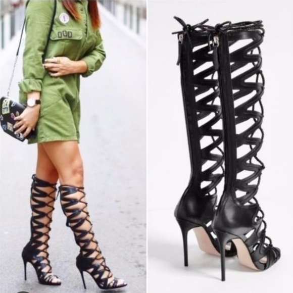 Gladiator Lace Up Knee High Heels - Picture 2 of 3
